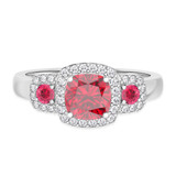 Photo of Kalina 1 1/2 CT. T.W. Ruby and Diamond Matching Bridal Set 14K White Gold Vermeil [BT2701WE-C000]