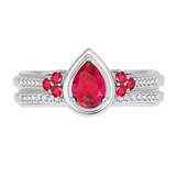 Photo of Abilia 1 1/10 Carat T.W. Ruby and Diamond Matching Bridal Set 14K White Gold Vermeil [BR2686W-C000]
