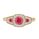 Photo of Diantha 1 1/10 CT. T.W. Ruby and Diamond Matching Bridal Set 14K Yellow Gold Vermeil [BT2693YE-C000]