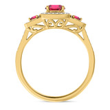 Photo of Diantha 1 1/10 CT. T.W. Ruby and Diamond Matching Bridal Set 14K Yellow Gold Vermeil [BT2693YE-C000]