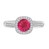 Photo of Delphine 1 1/4 Carat T.W. Ruby and diamond Engagement Ring 14K White Gold Vermeil [BT2692WE-C000]
