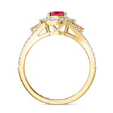 Photo of Kantuta 1 1/2 CT. T.W. Ruby and Diamond Matching Wedding Trio Set 14K Yellow Gold Vermeil [BT2703YE-C000]