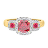 Photo of Kalina 1 1/2 CT. T.W. Ruby and Diamond Matching Bridal Set 14K Yellow Gold Vermeil [BT2701YE-C000]