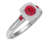Photo of Mawar 1 Carat T.W. Ruby and Diamond Matching Bridal Set 14K White Gold Vermeil [BT2709WE-C000]