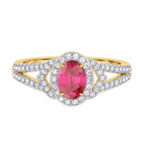 Photo of Bellerose 1 CT. T.W. Ruby and diamond Engagement Ring 14K Yellow Gold Vermeil [BT2688YE-C000]