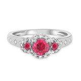 Photo of Azaleia 1 CT. T.W. Ruby and Diamond Matching Bridal Set 14K White Gold Vermeil [BT2687WE-C000]