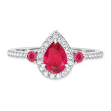 Photo of Ixora 1 1/10 Carat T.W. Ruby and diamond Engagement Ring 14K White Gold Vermeil [BT2700WE-C000]