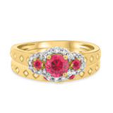 Photo of Azaleia 1 Carat T.W. Ruby and Diamond Matching Bridal Set 14K Yellow Gold Vermeil [BR2687Y-C000]