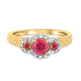 Photo of Azaleia 1 Carat T.W. Ruby and Diamond Matching Bridal Set 14K Yellow Gold Vermeil [BT2687YE-C000]