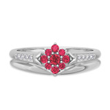 Photo of Neeja 3/8 Carat T.W. Ruby and Diamond Matching Bridal Set 14K White Gold Vermeil [BR2710W-C000]