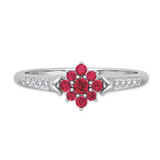 Photo of Neeja 3/8 Carat T.W. Ruby and Diamond Matching Bridal Set 14K White Gold Vermeil [BT2710WE-C000]