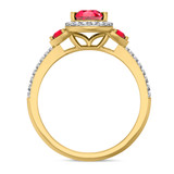 Photo of Ixora 1 3/8 Carat T.W. Ruby and Diamond Matching Wedding Trio Set 14K Yellow Gold Vermeil [BT2700YE-C000]
