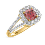 Photo of Evanthe 1 7/8 CT. T.W. Ruby and Diamond Matching Bridal Set 14K Yellow Gold Vermeil [BT2695YE-C000]