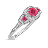 Photo of Diantha 1 CT. T.W. Ruby and diamond Engagement Ring 14K White Gold Vermeil [BT2693WE-C000]