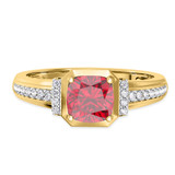 Photo of Bryony 1 5/8 CT. T.W. Ruby and Diamond Matching Wedding Trio Set 14K Yellow Gold Vermeil [BT2689YE-C000]