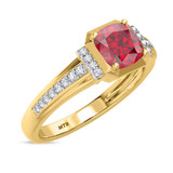Photo of Bryony 1 5/8 CT. T.W. Ruby and Diamond Matching Wedding Trio Set 14K Yellow Gold Vermeil [BT2689YE-C000]