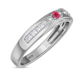 Photo of Hana 7/8 Carat T.W. Ruby and Diamond Matching Wedding Trio Set 14K White Gold Vermeil [BT2697WM]