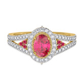 Photo of Kantuta 1 1/3 CT. T.W. Ruby and Diamond Matching Bridal Set 14K Yellow Gold Vermeil [BT2703YE-C000]