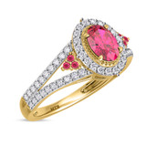 Photo of Kantuta 1 1/3 CT. T.W. Ruby and Diamond Matching Bridal Set 14K Yellow Gold Vermeil [BT2703YE-C000]
