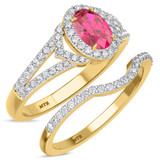 Photo of Bellerose 1 1/6 Carat T.W. Ruby and Diamond Matching Bridal Set 14K Yellow Gold Vermeil [BR2688Y-C000]