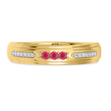 Photo of Diantha 1 1/4 Carat T.W. Ruby and Diamond Matching Wedding Trio Set 14K Yellow Gold Vermeil [BT2693YM]