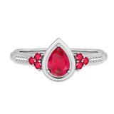 Photo of Abilia 1 1/5 CT. T.W. Ruby and Diamond Matching Wedding Trio Set 14K White Gold Vermeil [BT2686WE-C000]