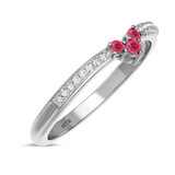 Photo of Abilia 1 1/5 CT. T.W. Ruby and Diamond Matching Wedding Trio Set 14K White Gold Vermeil [BT2686WL]