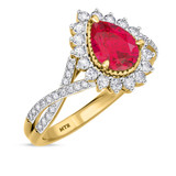 Photo of Liana 1 3/4 Carat T.W. Ruby and diamond Engagement Ring 14K Yellow Gold Vermeil [BT2704YE-C000]