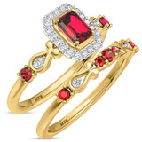 Photo of Garland 1 CT. T.W. Ruby and Diamond Matching Bridal Set 14K Yellow Gold Vermeil [BR2696Y-C000]