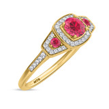 Photo of Diantha 1 Carat T.W. Ruby and diamond Engagement Ring 14K Yellow Gold Vermeil [BT2693YE-C000]