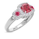 Photo of Kalina 1 1/2 Carat T.W. Ruby and diamond Engagement Ring 14K White Gold Vermeil [BT2701WE-C000]