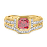 Photo of Bryony 1 3/8 Carat T.W. Ruby and Diamond Matching Bridal Set 14K Yellow Gold Vermeil [BR2689Y-C000]
