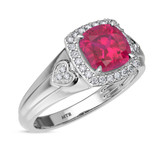Photo of Erica 2 1/10 CT. T.W. Ruby and Diamond Matching Wedding Trio Set 14K White Gold Vermeil [BT2694WE-C000]