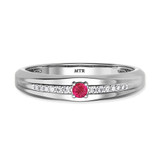 Photo of Erica 2 1/10 CT. T.W. Ruby and Diamond Matching Wedding Trio Set 14K White Gold Vermeil [BT2694WM]