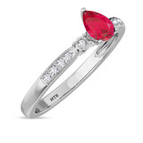 Photo of Hana 2/3 CT. T.W. Ruby and Diamond Matching Bridal Set 14K White Gold Vermeil [BT2697WE-C000]