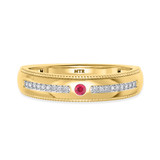 Photo of Kalina 1 3/4 CT. T.W. Ruby and Diamond Matching Wedding Trio Set 14K Yellow Gold Vermeil [BT2701YM]