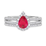 Photo of Lita 1 1/4 Carat T.W. Ruby and Diamond Matching Bridal Set 14K White Gold Vermeil [BR2705W-C000]