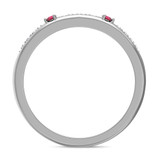 Photo of Mawar 1 1/7 CT. T.W. Ruby and Diamond Matching Wedding Trio Set 14K White Gold Vermeil [BT2709WL]