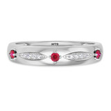 Photo of Mawar 1 1/7 CT. T.W. Ruby and Diamond Matching Wedding Trio Set 14K White Gold Vermeil [BT2709WM]