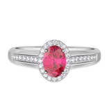 Photo of Chrisoula 7/8 CT. T.W. Ruby and Diamond Matching Bridal Set 14K White Gold Vermeil [BT2690WE-C000]