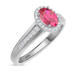 Photo of Chrisoula 7/8 CT. T.W. Ruby and Diamond Matching Bridal Set 14K White Gold Vermeil [BT2690WE-C000]