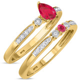 Photo of Hana 2/3 Carat T.W. Ruby and Diamond Matching Bridal Set 14K Yellow Gold Vermeil [BR2697Y-C000]
