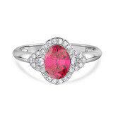 Photo of Holly 2 CT. T.W. Ruby and Diamond Matching Wedding Trio Set 14K White Gold Vermeil [BT2698WE-C000]