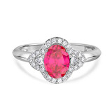 Photo of Holly 2 CT. T.W. Ruby and Diamond Matching Wedding Trio Set 14K White Gold Vermeil [BT2698WE-C000]