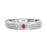 Photo of Holly 2 CT. T.W. Ruby and Diamond Matching Wedding Trio Set 14K White Gold Vermeil [BT2698WM]
