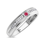 Photo of Holly 2 CT. T.W. Ruby and Diamond Matching Wedding Trio Set 14K White Gold Vermeil [BT2698WM]