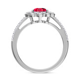 Photo of Kana 2 1/3 CT. T.W. Ruby and Diamond Matching Wedding Trio Set 14K White Gold Vermeil [BT2702WE-C000]