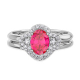 Photo of Holly 1 3/4 Carat T.W. Ruby and Diamond Matching Bridal Set 14K White Gold Vermeil [BR2698W-C000]