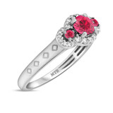 Photo of Azaleia 1 1/3 CT. T.W. Ruby and Diamond Matching Wedding Trio Set 14K White Gold Vermeil [BT2687WE-C000]