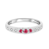 Photo of Azaleia 1 1/3 CT. T.W. Ruby and Diamond Matching Wedding Trio Set 14K White Gold Vermeil [BT2687WL]